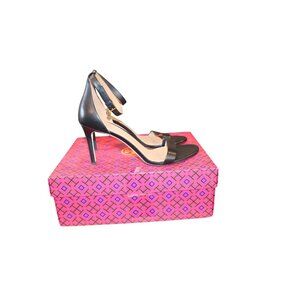 Tory Burch Ellie Black Calf Leather Ankle Strap Heels Size 11 NWT